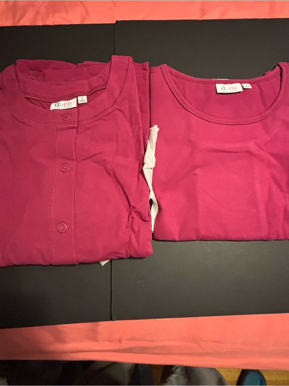 Denim & Co 3X Raspberry 2 Piece Cardigan Tank Set QVC A15113 Plus Size
